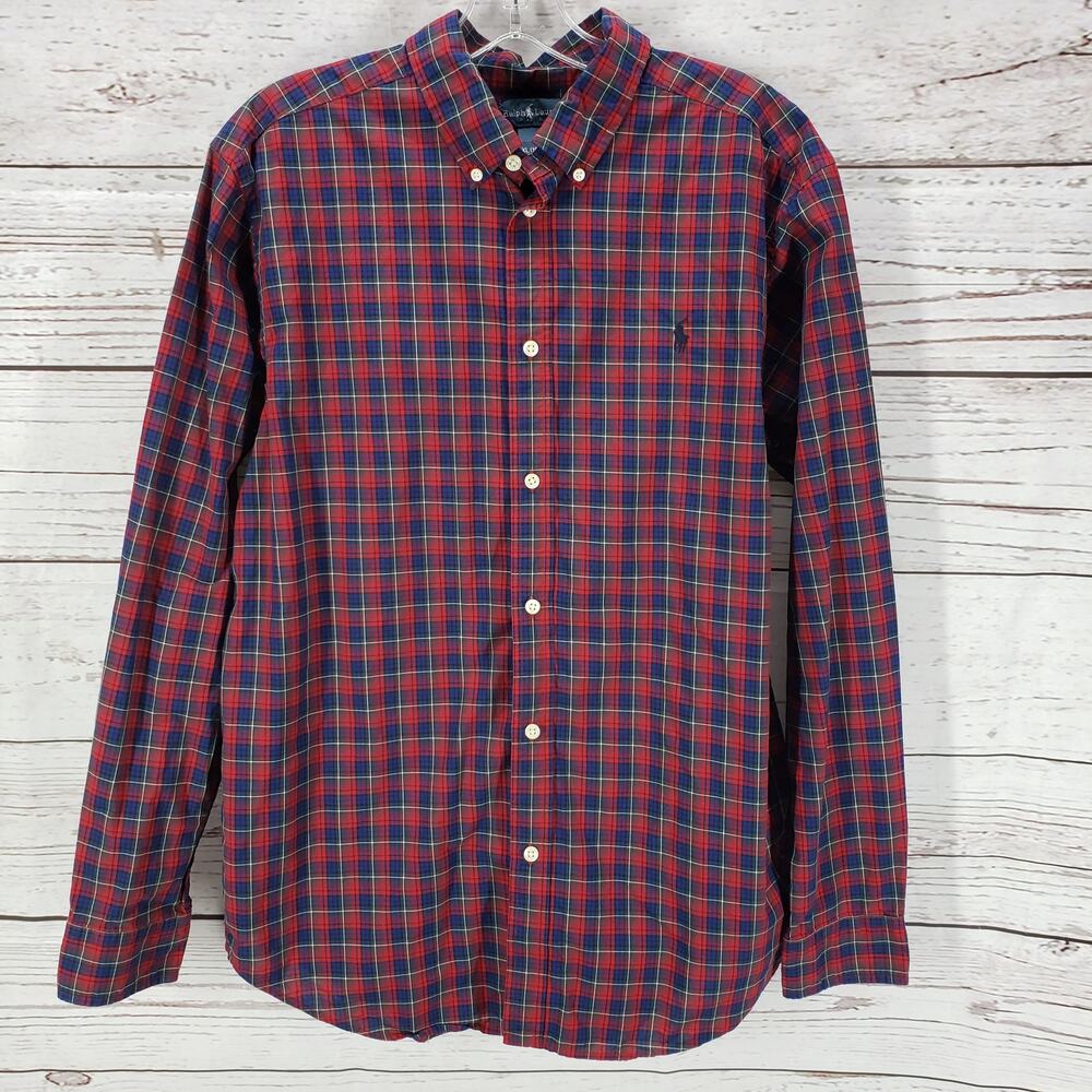Ralph Lauren Boys Multicolor 100%Cotton Plaid Long Sleeve Shirt Size XL